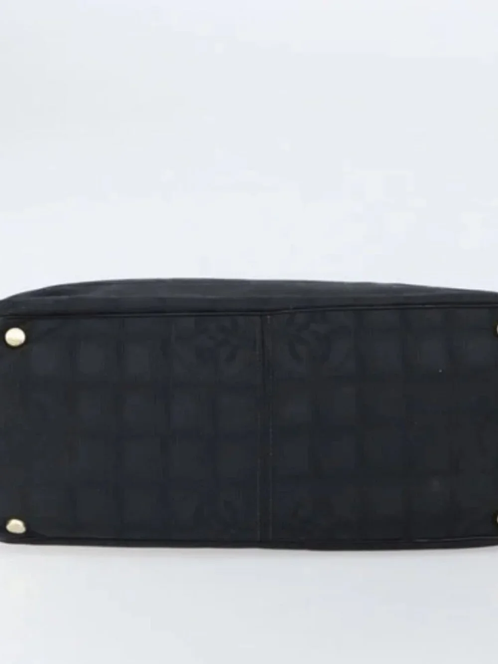 CHANEL New Travel line Hand Bag Black Gold CC Auth 164762